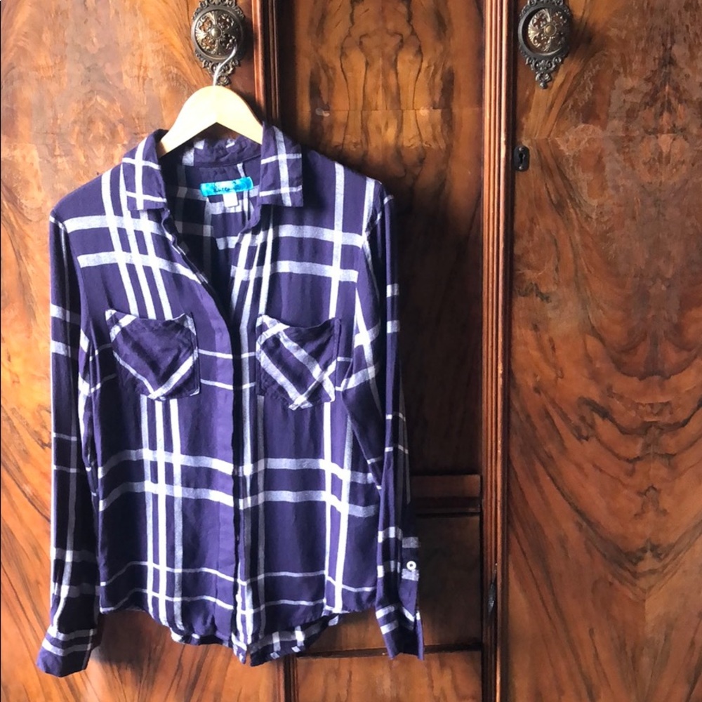 Plaid indigo flannel shirt